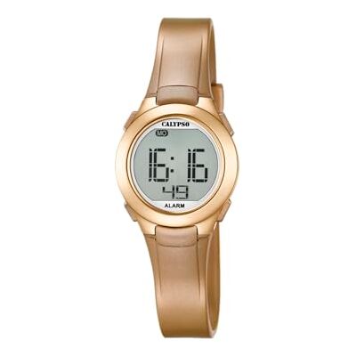 CALYPSO Damenuhr Digital Kautschuk Gold 10 ATM Datum Kalender Chronograph Doppelzeit Licht Alarm 12/24h K5677/3 CALYPSO Damenuhr Digital Kautschuk Gold 10 ATM Datum Kalender Chronograph Doppelzeit Licht Alarm 12/24h K5677/3