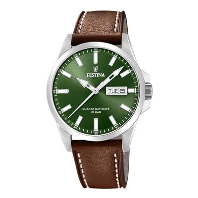 Festina Herrenuhr Analog aus Edelstahl und Leder Festina Herrenuhr Analog aus Edelstahl und Leder