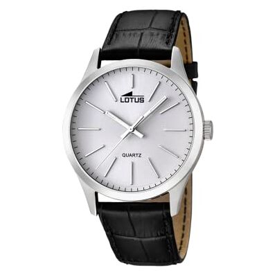 Lotus Herrenuhr Analog aus Edelstahl und Leder Schwarz Lotus Herrenuhr Analog aus Edelstahl und Leder Schwarz