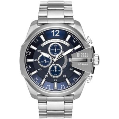 Diesel Herrenuhr Chief Series, QuarzChronographenwerk, 51 mm silbernes Edelstahlgehäuse mit Edelstahlarmband, DZ4417 Diesel Herrenuhr Chief Series, QuarzChronographenwerk, 51 mm silbernes Edelstahlgehäuse mit Edelstahlarmband, DZ4417