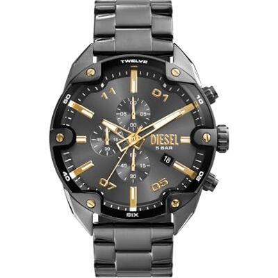 Diesel Spiked Uhr für Herren, Chronographenwerk mit Silikon-, Edelstahl- oder Lederarmband, GrauDunkel, 49MM Diesel Spiked Uhr für Herren, Chronographenwerk mit Silikon-, Edelstahl- oder Lederarmband, GrauDunkel, 49MM