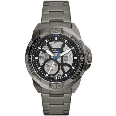 Fossil Bronson Herren-Uhr, Automatikwerk mit Leder-, Nylon- oder Edelstahlarmband Dunkelgrau Fossil Bronson Herren-Uhr, Automatikwerk mit Leder-, Nylon- oder Edelstahlarmband Dunkelgrau