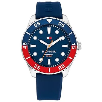 Tommy Hilfiger Uhr mit DREI-Zeiger-Quarzwerkfür Herren mit Blaues Silikonarmband 1792200 Tommy Hilfiger Uhr mit DREI-Zeiger-Quarzwerkfür Herren mit Blaues Silikonarmband 1792200