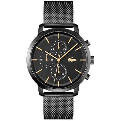 Lacoste Multi Zifferblatt Quarz Uhr für Herren Kollektion Replay mit Schwarzes Edelstahl-Mesh-Gliederarmband 2011194 Lacoste Multi Zifferblatt Quarz Uhr für Herren Kollektion Replay mit Schwarzes Edelstahl-Mesh-Gliederarmband 2011194