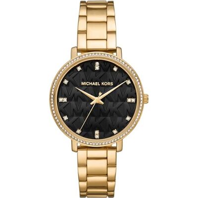 Michael Kors Damenuhr Pyper, DREI-Zeiger-Uhrwerk, Legierungsuhr, Goldton und Schwarz,38MM Michael Kors Damenuhr Pyper, DREI-Zeiger-Uhrwerk, Legierungsuhr, Goldton und Schwarz,38MM