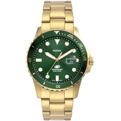 Fossil Blue Uhr für Herren, Quarzwerk mit Edelstahl- oder Lederarmband, Gold-Ton, 42MM Fossil Blue Uhr für Herren, Quarzwerk mit Edelstahl- oder Lederarmband, Gold-Ton, 42MM