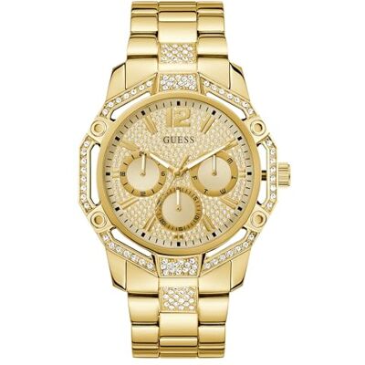 GUESS Regal Herren Armbanduhr, Edelstahl, 46 mm, Edelstahlarmband, Zifferblattfarbe: Gold, 3 bar, Zifferblatt: Gold, Datumsanzeige, GW0990G2 GUESS Regal Herren Armbanduhr, Edelstahl, 46 mm, Edelstahlarmband, Zifferblattfarbe: Gold, 3 bar, Zifferblatt: Gold, Datumsanzeige, GW0990G2
