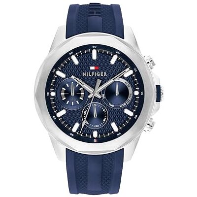 Tommy Hilfiger Multi Zifferblatt Quarz Uhr für Herren mit Blaues Silikonarmband 1710649 Tommy Hilfiger Multi Zifferblatt Quarz Uhr für Herren mit Blaues Silikonarmband 1710649
