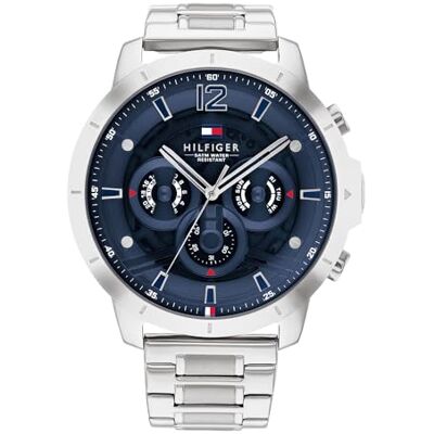 Tommy Hilfiger Multi Zifferblatt Quarz Uhr für Herren mit Silbernes Edelstahlarmband 1710492 Tommy Hilfiger Multi Zifferblatt Quarz Uhr für Herren mit Silbernes Edelstahlarmband 1710492