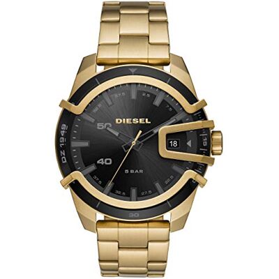 Diesel Herrenuhr Caged, DreizeigerDatumswerk, 46 mm goldenes Edelstahlgehäuse mit Edelstahlarmband, DZ1949 Diesel Herrenuhr Caged, DreizeigerDatumswerk, 46 mm goldenes Edelstahlgehäuse mit Edelstahlarmband, DZ1949