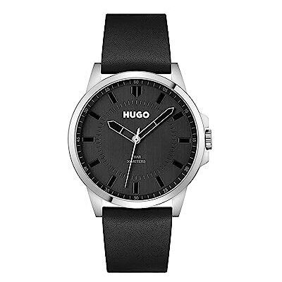 HUGO Analog Quarzuhr für Herren Kollektion #First mit Schwarzes Lederarmband 1530188 HUGO Analog Quarzuhr für Herren Kollektion #First mit Schwarzes Lederarmband 1530188