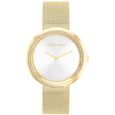 Calvin Analog Quarzuhr für Damen Kollektion Twist mit Goldfarben Edelstahl-Mesh-Gliederarmband 25200150 Calvin Analog Quarzuhr für Damen Kollektion Twist mit Goldfarben Edelstahl-Mesh-Gliederarmband 25200150
