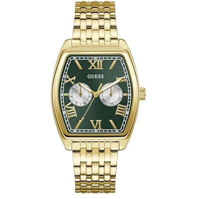 GUESS Gabriel Herren Armbanduhr, Quarz Analog, Edelstahl, 38mm, Edelstahlarmband, Gold, 3 bar, Zifferblattfarbe: Grün, Datumsanzeige, Leuchtzeiger, GW0975G2 GUESS Gabriel Herren Armbanduhr, Quarz Analog, Edelstahl, 38mm, Edelstahlarmband, Gold, 3 bar, Zifferblattfarbe: Grün, Datumsanzeige, Leuchtzeiger, GW0975G2