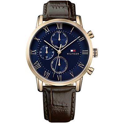 Tommy Hilfiger Multi Zifferblatt Quarz Uhr für Herren mit Braunes Lederarmband 1791399 Tommy Hilfiger Multi Zifferblatt Quarz Uhr für Herren mit Braunes Lederarmband 1791399