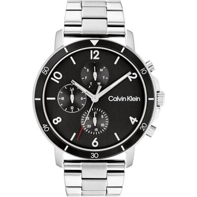 Calvin Multi Zifferblatt Quarz Uhr für Herren Kollektion Gauge Sport mit Silbernes Edelstahlarmband 25200067 Calvin Multi Zifferblatt Quarz Uhr für Herren Kollektion Gauge Sport mit Silbernes Edelstahlarmband 25200067