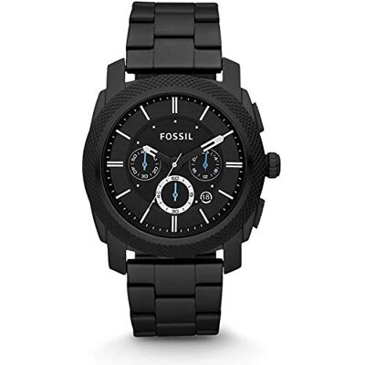 Fossil Machine Uhr für Herren, Chronographenwerk mit Edelstahl- oder Lederarmband, Tiefschwarz, 45MM Fossil Machine Uhr für Herren, Chronographenwerk mit Edelstahl- oder Lederarmband, Tiefschwarz, 45MM