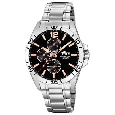 Lotus Herren Analog Uhr Edelstahl 316L Silber Quarz Mineralglas 5 ATM Wasserdicht Multifunktion 18812/6 Lotus Herren Analog Uhr Edelstahl 316L Silber Quarz Mineralglas 5 ATM Wasserdicht Multifunktion 18812/6