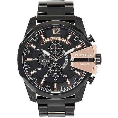 Diesel Herrenuhr Mega Chief, Chronographenwerk, 51 mm schwarzes Edelstahlgehäuse mit Edelstahlarmband, DZ4309 Diesel Herrenuhr Mega Chief, Chronographenwerk, 51 mm schwarzes Edelstahlgehäuse mit Edelstahlarmband, DZ4309