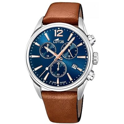 Lotus Herrenuhr Analog aus Edelstahl und Leder Braun Lotus Herrenuhr Analog aus Edelstahl und Leder Braun