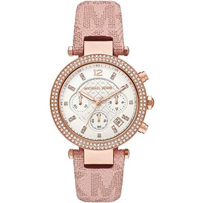 Michael Kors MK6935 Parker Uhr Damenuhr Leder vergoldet 5 bar Chrono Datum rosa Michael Kors MK6935 Parker Uhr Damenuhr Leder vergoldet 5 bar Chrono Datum rosa