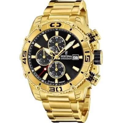 Festina Herren Uhr Analog aus Edelstahl 316L Goldfarben Quarzwerk Chronograph Kalender Mineralglas mit hoher Widerstandsfähigkeit Wasserdicht bis 10 ATM F20492/4 Prestige Festina Herren Uhr Analog aus Edelstahl 316L Goldfarben Quarzwerk Chronograph Kalender Mineralglas mit hoher Widerstandsfähigkeit Wasserdicht bis 10 ATM F20492/4 Prestige