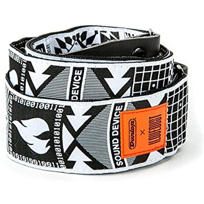 Dunlop Gitarrengurt I Love Dust Out Of Control, Weiß und Schwarz Dunlop Gitarrengurt I Love Dust Out Of Control, Weiß und Schwarz