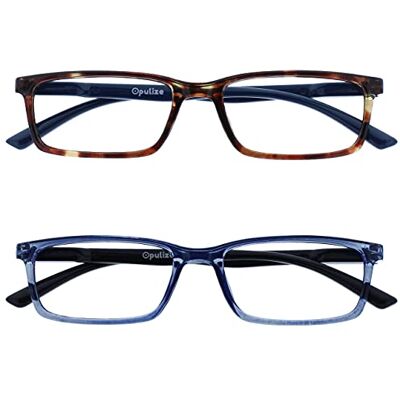 OPULIZE SEE Blaulichtfilter Lesebrille für Damen Herren, Blendfreie UV400-Schutz Federscharnier Anti-Müdigkeit, Rechteckiger Rahmen, Computerbrillen Gaming, 2er-Pack Braun Blau +1,00 OPULIZE SEE Blaulichtfilter Lesebrille für Damen Herren, Blendfreie UV400-Schutz Federscharnier Anti-Müdigkeit, Rechteckiger Rahmen, Computerbrillen Gaming, 2er-Pack Braun Blau +1,00