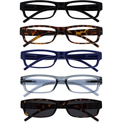 OPULIZE Die Lesebrille Unternehmen Schwarz Braun Blau Grau Leser Mit Sonne Leser Wert 5er-Pack Herren Frauen RRRRS32-12372 +3,50 OPULIZE Die Lesebrille Unternehmen Schwarz Braun Blau Grau Leser Mit Sonne Leser Wert 5er-Pack Herren Frauen RRRRS32-12372 +3,50
