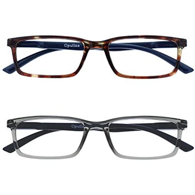 OPULIZE SEE Blaulichtfilter Lesebrille für Damen Herren, Blendfreie UV400-Schutz Federscharnier Anti-Müdigkeit, Rechteckiger Rahmen, Computerbrillen Gaming, 2er-Pack Braun Grau +2,00 OPULIZE SEE Blaulichtfilter Lesebrille für Damen Herren, Blendfreie UV400-Schutz Federscharnier Anti-Müdigkeit, Rechteckiger Rahmen, Computerbrillen Gaming, 2er-Pack Braun Grau +2,00