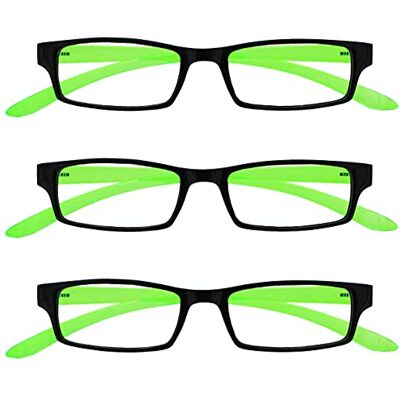 OPULIZE UV Reader Schwarz Leuchtend Grünen Nacken-Lesebrille Wert 3er-Pack Frauen Herren UVR3PK021 +3,50 OPULIZE UV Reader Schwarz Leuchtend Grünen Nacken-Lesebrille Wert 3er-Pack Frauen Herren UVR3PK021 +3,50