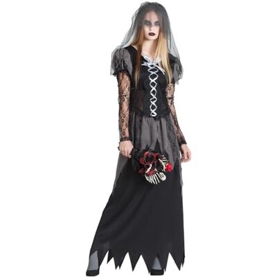 Boland Kostüm Undead Bride für Damen, Horror Braut Kostümset mit Kleid und Schleier für Halloween, Karneval und Mottopartys Boland Kostüm Undead Bride für Damen, Horror Braut Kostümset mit Kleid und Schleier für Halloween, Karneval und Mottopartys