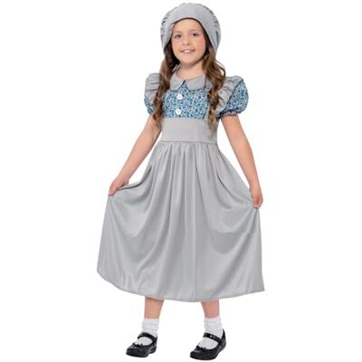 Smiffys Kostüm Viktorianisches Schulmädchen, Grau, mit Kleid und Mütze Smiffys Kostüm Viktorianisches Schulmädchen, Grau, mit Kleid und Mütze