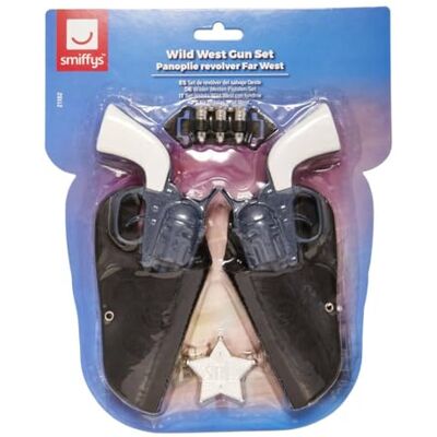 Smiffys Wilder Westen Pistolen-Set, mit Holster, Patronen und Abzeichen Halloween Smiffys Wilder Westen Pistolen-Set, mit Holster, Patronen und Abzeichen Halloween