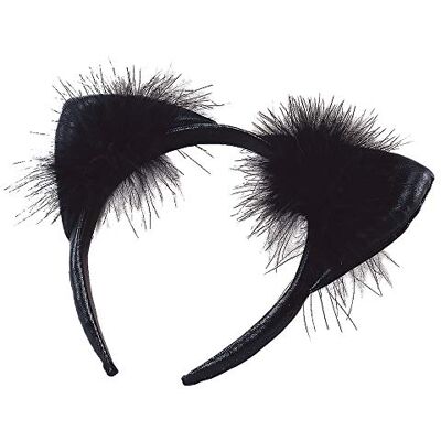 Bristol Novelty Flauschige Katzenohren aus Vinyl, für Kinder, Einheitsgröße, schwarz Halloween Bristol Novelty Flauschige Katzenohren aus Vinyl, für Kinder, Einheitsgröße, schwarz Halloween