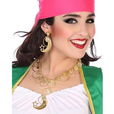 ATOSA Disfraz Conjunto Collar y Pendientes Accesorio para Dorado Árabe ATOSA Disfraz Conjunto Collar y Pendientes Accesorio para Dorado Árabe