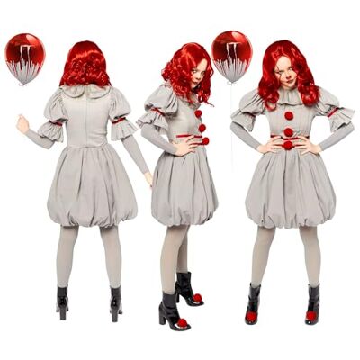 amscan 9912531 Costume da Halloween per donna adulta da Pagliaccio Pennywise Taglia 40-42 amscan 9912531 Costume da Halloween per donna adulta da Pagliaccio Pennywise Taglia 40-42
