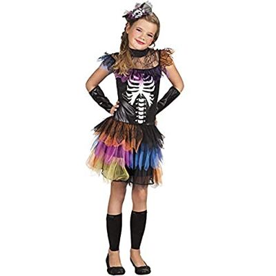 Boland Kostüm für Kinder Skelett-Prinzessin, Kleid, Arm- und Beinstulpen und Haarschmuck, Karneval, Mottoparty, Halloween Boland Kostüm für Kinder Skelett-Prinzessin, Kleid, Arm- und Beinstulpen und Haarschmuck, Karneval, Mottoparty, Halloween