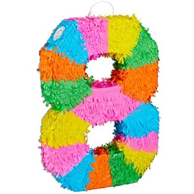 Relaxdays Pinata Geburtstag, Zahl 8, zum Aufhängen, Kinder & Erwachsene, Papier, zum selbst Befüllen, Piñata, bunt Relaxdays Pinata Geburtstag, Zahl 8, zum Aufhängen, Kinder & Erwachsene, Papier, zum selbst Befüllen, Piñata, bunt