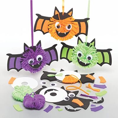 Baker Ross FE673 Fledermaus Pom Pom Bastelset für Kinder 3er Pack, Halloween Basteln für Kinder am Kindergeburtstag, Kindergarten oder Schule, Bastel Deine Eigene Halloween Party Dekoration Baker Ross FE673 Fledermaus Pom Pom Bastelset für Kinder 3er Pack, Halloween Basteln für Kinder am Kindergeburtstag, Kindergarten oder Schule, Bastel Deine Eigene Halloween Party Dekoration