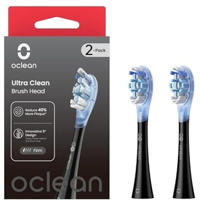 Oclean Ersatz-Zahnbürstenköpfe, feste Zahnbelagentfernungsborsten, 2 Stück, schwarz, kompatibel mit allen elektrischen Zahnbürsten für Erwachsene (Ultra Clean) Oclean Ersatz-Zahnbürstenköpfe, feste Zahnbelagentfernungsborsten, 2 Stück, schwarz, kompatibel mit allen elektrischen Zahnbürsten für Erwachsene (Ultra Clean)