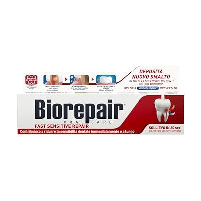 Biorepair , Fast Sensitive Repair Zahnpasta, 12 Packungen mit 60 ml, reduziert die Empfindlichkeit der Zähne und lindert Schmerzen empfindlicher Zähne in 30 Sekunden, schützt und repariert den Biorepair , Fast Sensitive Repair Zahnpasta, 12 Packungen mit 60 ml, reduziert die Empfindlichkeit der Zähne und lindert Schmerzen empfindlicher Zähne in 30 Sekunden, schützt und repariert den