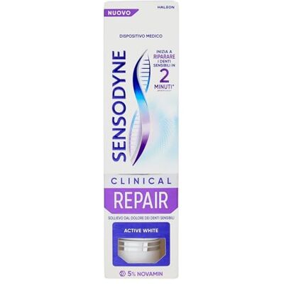 Sensodyne Clinical Repair Active White Zahnpasta für empfindliche Zähne, beginnt empfindliche Zähne in 2 Minuten*, Aufhellungseffekt, 75 ml Sensodyne Clinical Repair Active White Zahnpasta für empfindliche Zähne, beginnt empfindliche Zähne in 2 Minuten*, Aufhellungseffekt, 75 ml