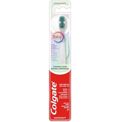 Colgate Total Reinigungsschaum-Zahnbürste, hilft bei der Bekämpfung von Problemen der Mundgesundheit, tiefere Anwendung, größere Tiefe entlang der Zahnfleischlinie und zwischen den Zähnen Colgate Total Reinigungsschaum-Zahnbürste, hilft bei der Bekämpfung von Problemen der Mundgesundheit, tiefere Anwendung, größere Tiefe entlang der Zahnfleischlinie und zwischen den Zähnen