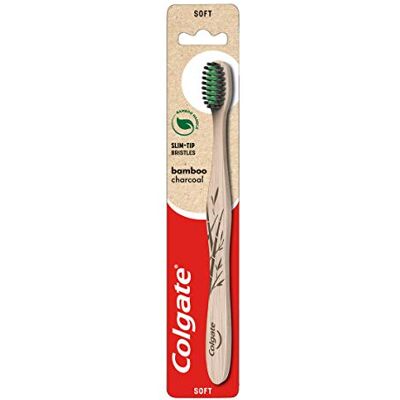 Colgate Handzahnbürste mit Bambuskohle, weiche Borsten, 1 Stück, Handzahnbürste mit Aktivkohle, schmale Spitze, 100% natürlich, biologisch abbaubar, Bambusgriff Colgate Handzahnbürste mit Bambuskohle, weiche Borsten, 1 Stück, Handzahnbürste mit Aktivkohle, schmale Spitze, 100% natürlich, biologisch abbaubar, Bambusgriff