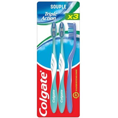 Colgate Zahnbürste Triple Action weich – Reinigung der Zahnzwischenräume – Natürliches Weiß – frischer Atem – 3 Bürsten Colgate Zahnbürste Triple Action weich – Reinigung der Zahnzwischenräume – Natürliches Weiß – frischer Atem – 3 Bürsten