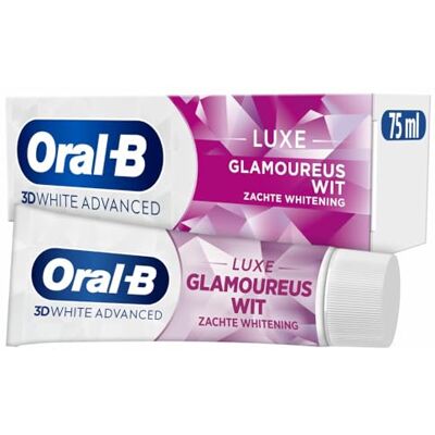 Oral-B Weiße Zahnpasta Glamour 3D White Advanced Luxe Perfection gegen Flecken auf der Oberfläche, entwickelt für eine fortgeschrittene Zahnreinigung, süßes Minzaroma, 75 ml Oral-B Weiße Zahnpasta Glamour 3D White Advanced Luxe Perfection gegen Flecken auf der Oberfläche, entwickelt für eine fortgeschrittene Zahnreinigung, süßes Minzaroma, 75 ml