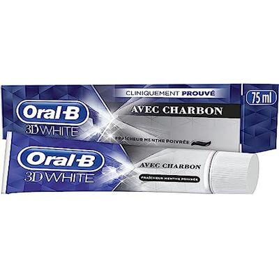 Oral-B Zahnpasta 3D White Carbon, 75 ml, entfernt bis zu 87% der Flecken auf der Oberfläche für weißere Zähne Oral-B Zahnpasta 3D White Carbon, 75 ml, entfernt bis zu 87% der Flecken auf der Oberfläche für weißere Zähne