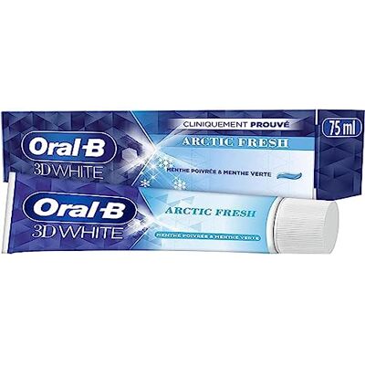 Oral-B 3D White Arctic Fresh Zahnpasta zur Entfernung von Flecken für weißere Zähne ab der ersten Bürste, schonend für Zahnschmelz, Pfefferminz- und Grünminzaroma, 75 ml Oral-B 3D White Arctic Fresh Zahnpasta zur Entfernung von Flecken für weißere Zähne ab der ersten Bürste, schonend für Zahnschmelz, Pfefferminz- und Grünminzaroma, 75 ml