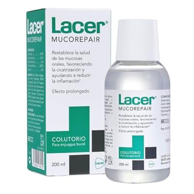 Lacer MUCOREPAIR Mundspülung, 200 ml, fördert die Heilung und Regeneration der Mundschleimhäute, tägliche Mundspülung mit Hyaluronsäure, hilft Entzündungen zu reduzieren, antimikrobielle Wirkung Lacer MUCOREPAIR Mundspülung, 200 ml, fördert die Heilung und Regeneration der Mundschleimhäute, tägliche Mundspülung mit Hyaluronsäure, hilft Entzündungen zu reduzieren, antimikrobielle Wirkung