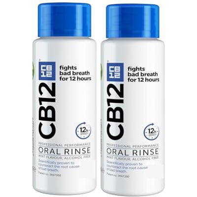 CB12 Tägliches Mundwasser, ohne Alkohol, gegen schlechten Atem, 12-Stunden-Effekt, mit Fluorid, ohne Alkohol, 2 Packungen à 250 ml CB12 Tägliches Mundwasser, ohne Alkohol, gegen schlechten Atem, 12-Stunden-Effekt, mit Fluorid, ohne Alkohol, 2 Packungen à 250 ml